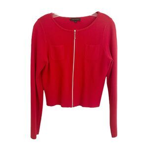 Adolfo Dominguez red knit full zip long sleeve  Cropped top size M.